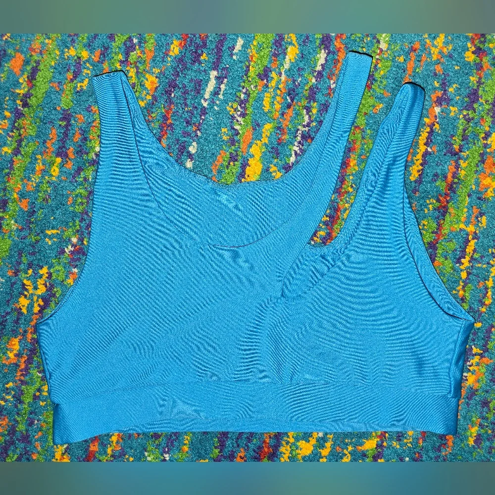 NWOT Becca Julia Asymmetrical Sports‎ Bra Cutout Shoulder Yoga Size M Blue
